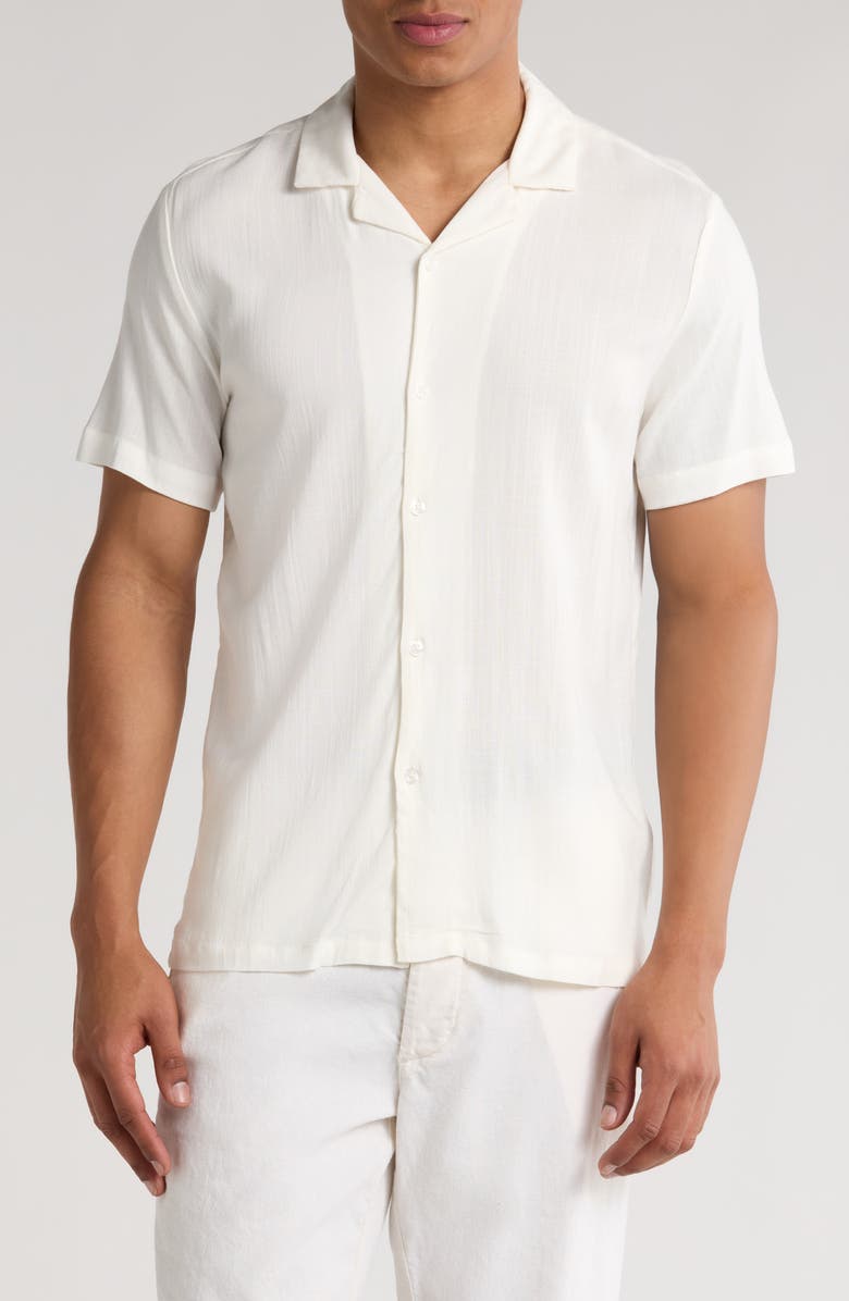 DENIM AND FLOWER Short Sleeve Camp Shirt, Main, color, Off White