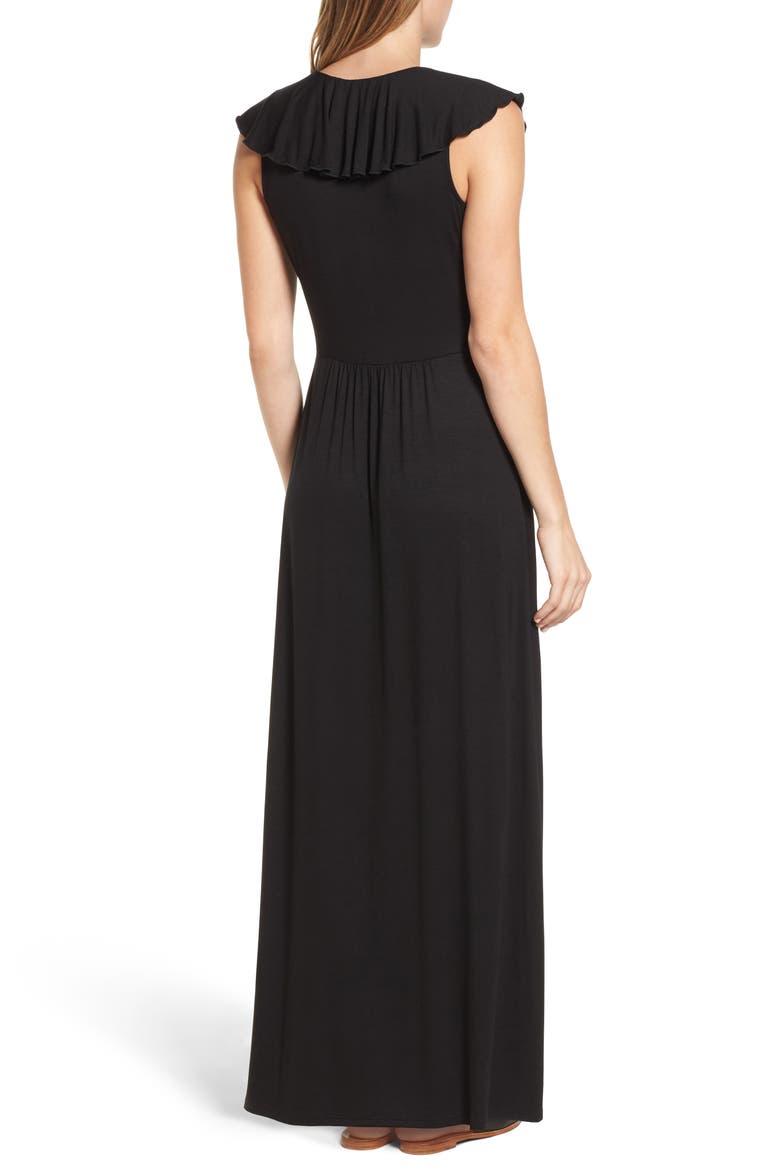 Ruffle Maxi Dress, Alternate, color, BLACK