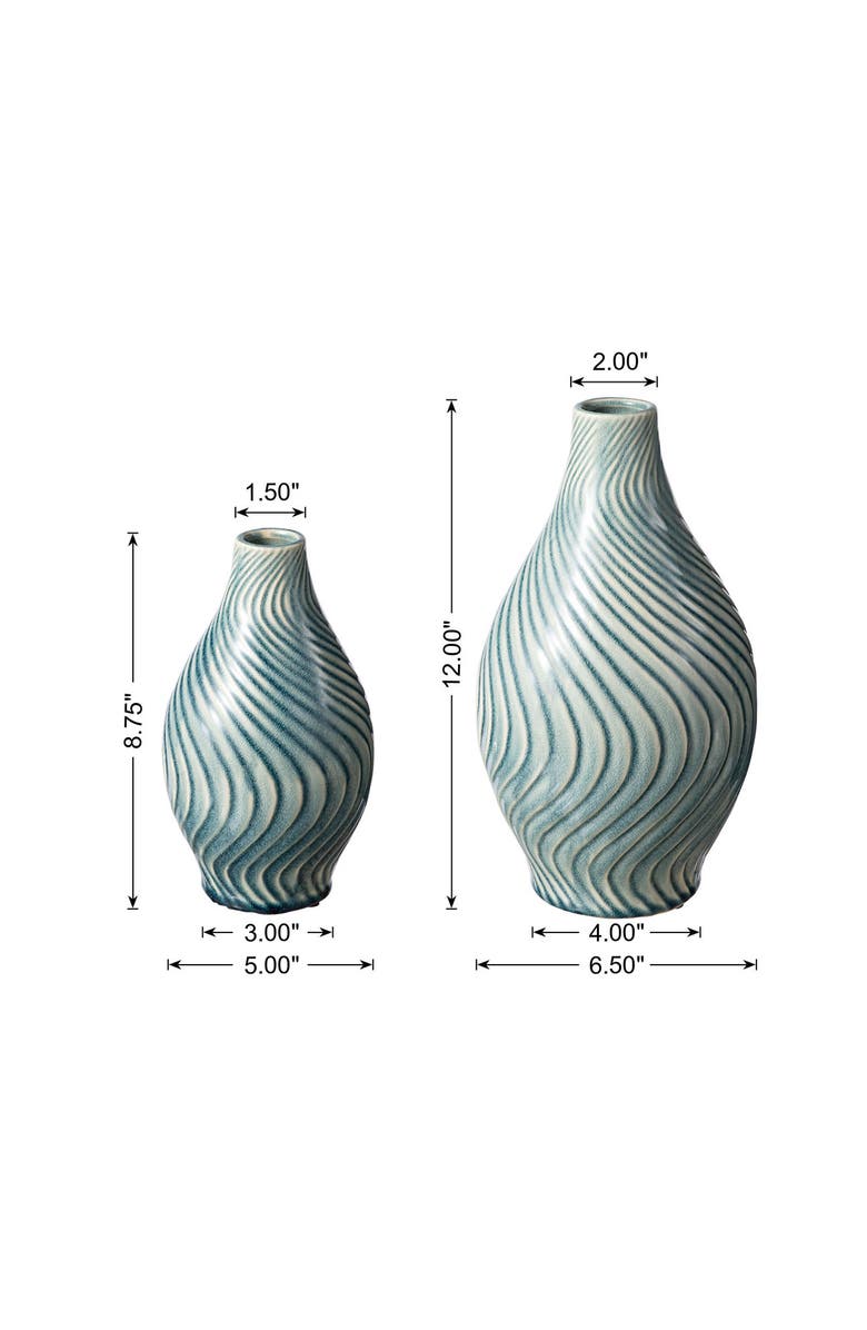 Glitzhome Set of 2 Modern Spiraling Artistry Ceramic Table Vases, Alternate, color, Blue