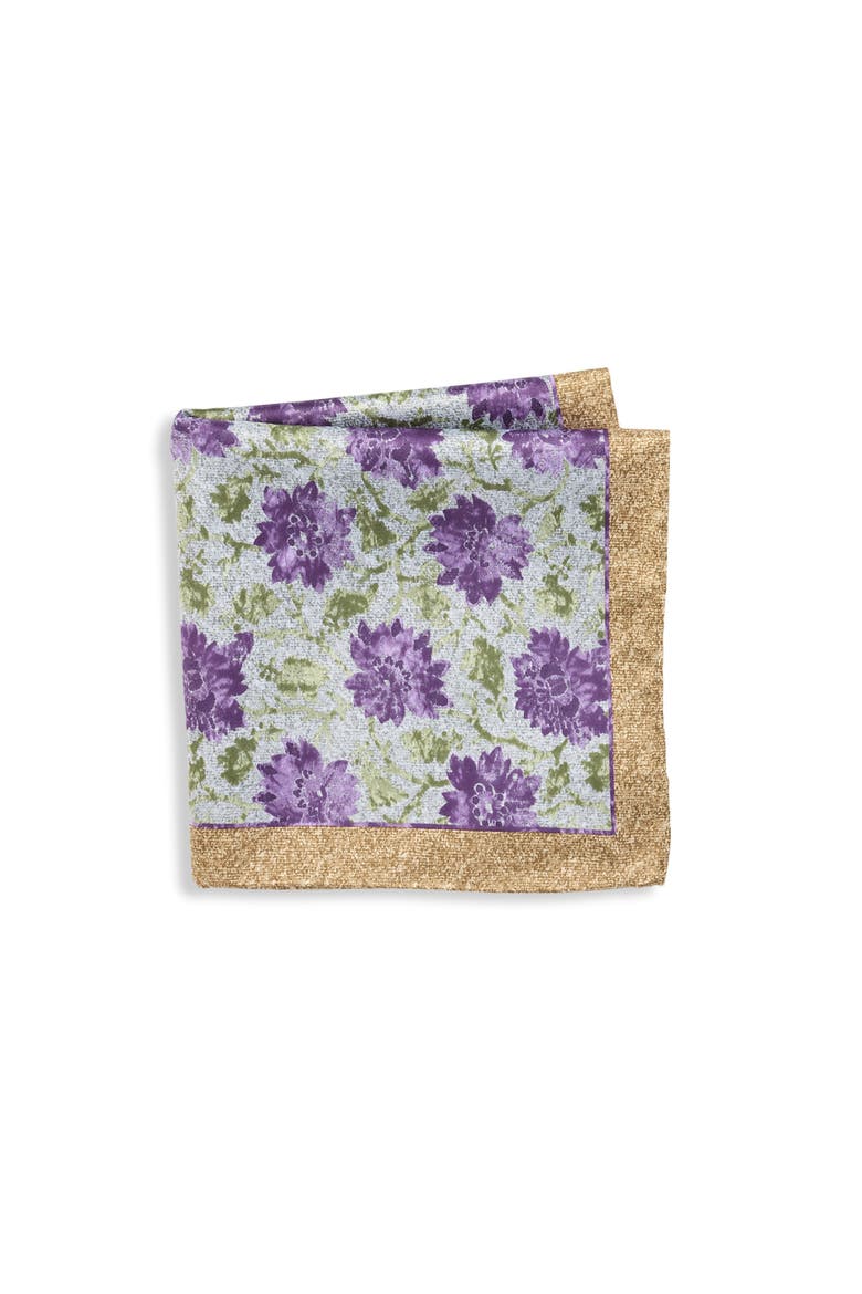 Big & Tall Tonal Floral Pocket Square, Main, color, SILVER