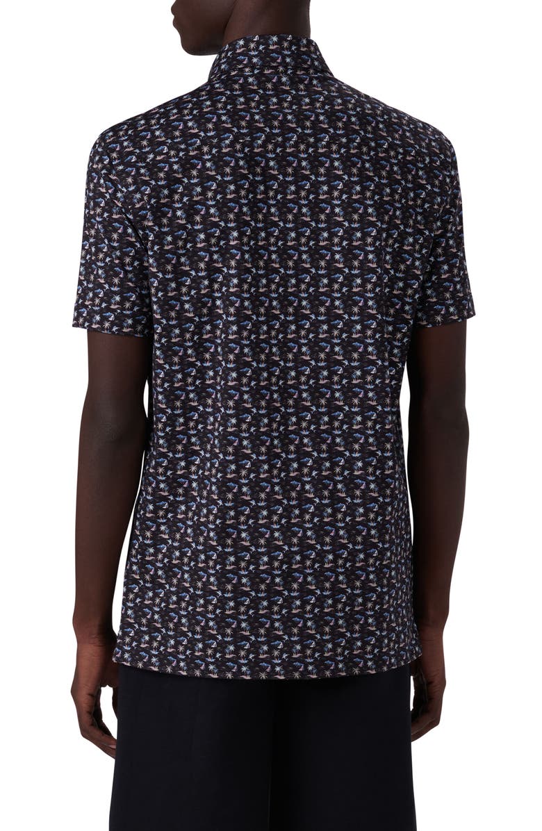 Bugatchi Milo OoohCotton<sup>®</sup> Short Sleeve Button-Up Shirt, Alternate, color, Midnight