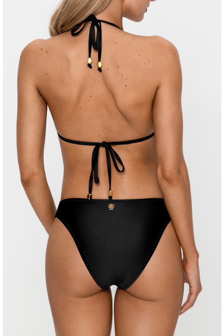 Halter Tie-Back Mid Rise Bikini Set, Alternate, color, Black