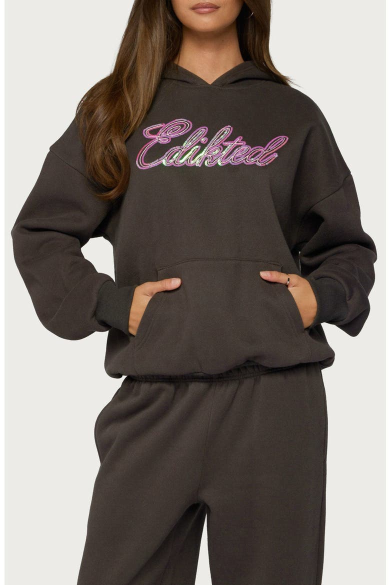 Always Sequin Logo Hoodie, Main, color, DARK-GRAY