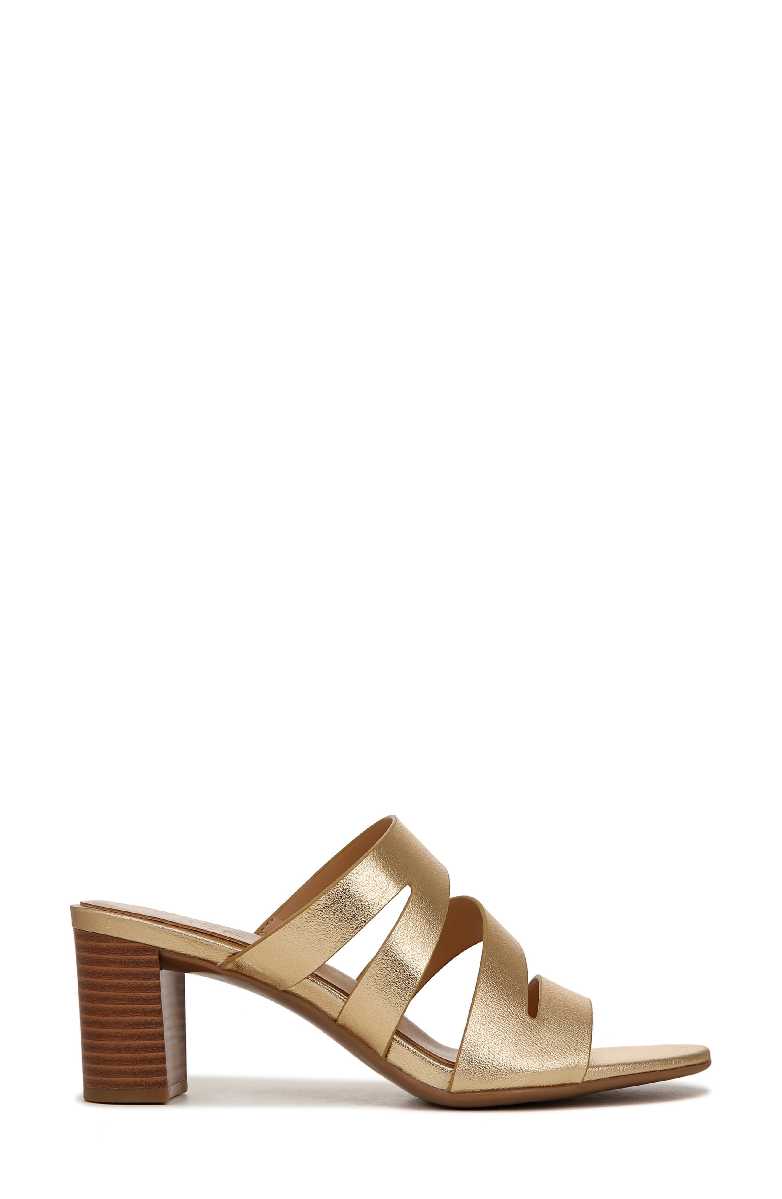 Naturalizer Beaming Block Heel Slide Sandal, Alternate, color, Dark Gold Faux Leather