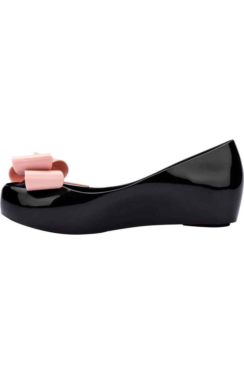 Mini Melissa Kids' Ultragirl Classic Flat, Alternate, color, Black/ Pink