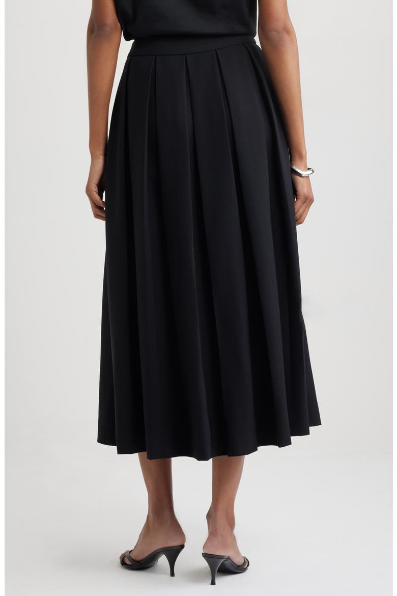 Pleated Midi Skirt, Alternate, color, BLACK