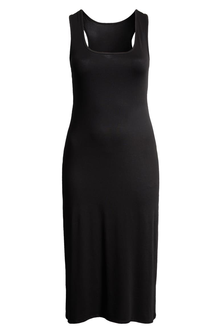Racerback Jersey Midi Dress, Alternate, color, BLACK