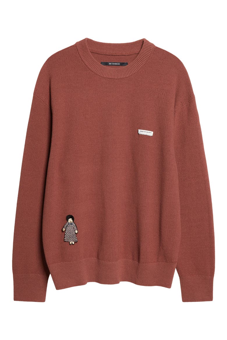 Seed Stitch Oversize Cotton Sweater, Alternate, color, BROWN