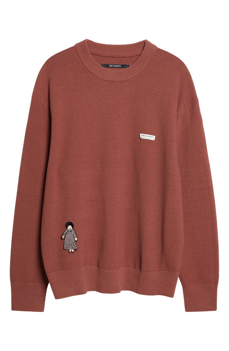 SONG FOR THE MUTE Seed Stitch Oversize Cotton Sweater, Main, color, Brown