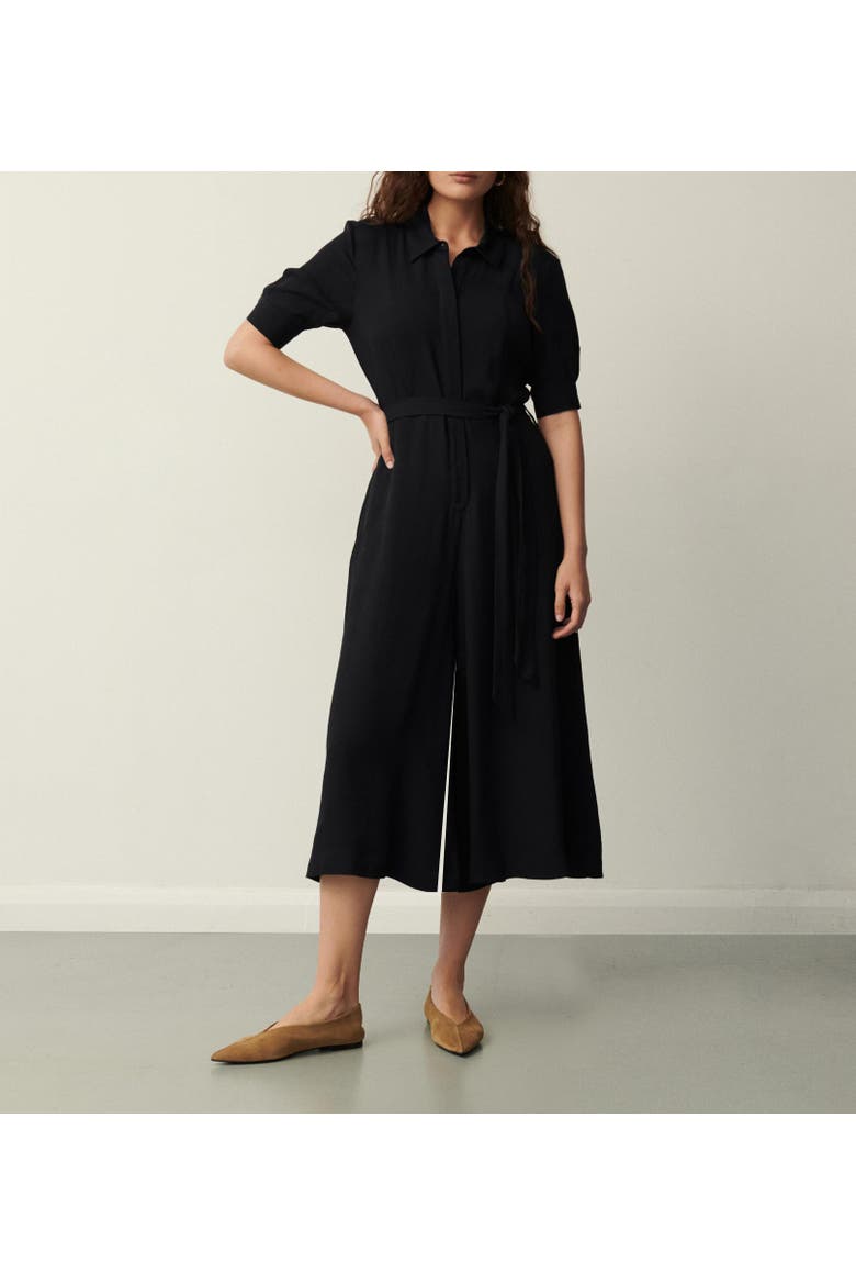 Floralie Wide Leg Cropped Jumpsuit, Alternate, color, Black