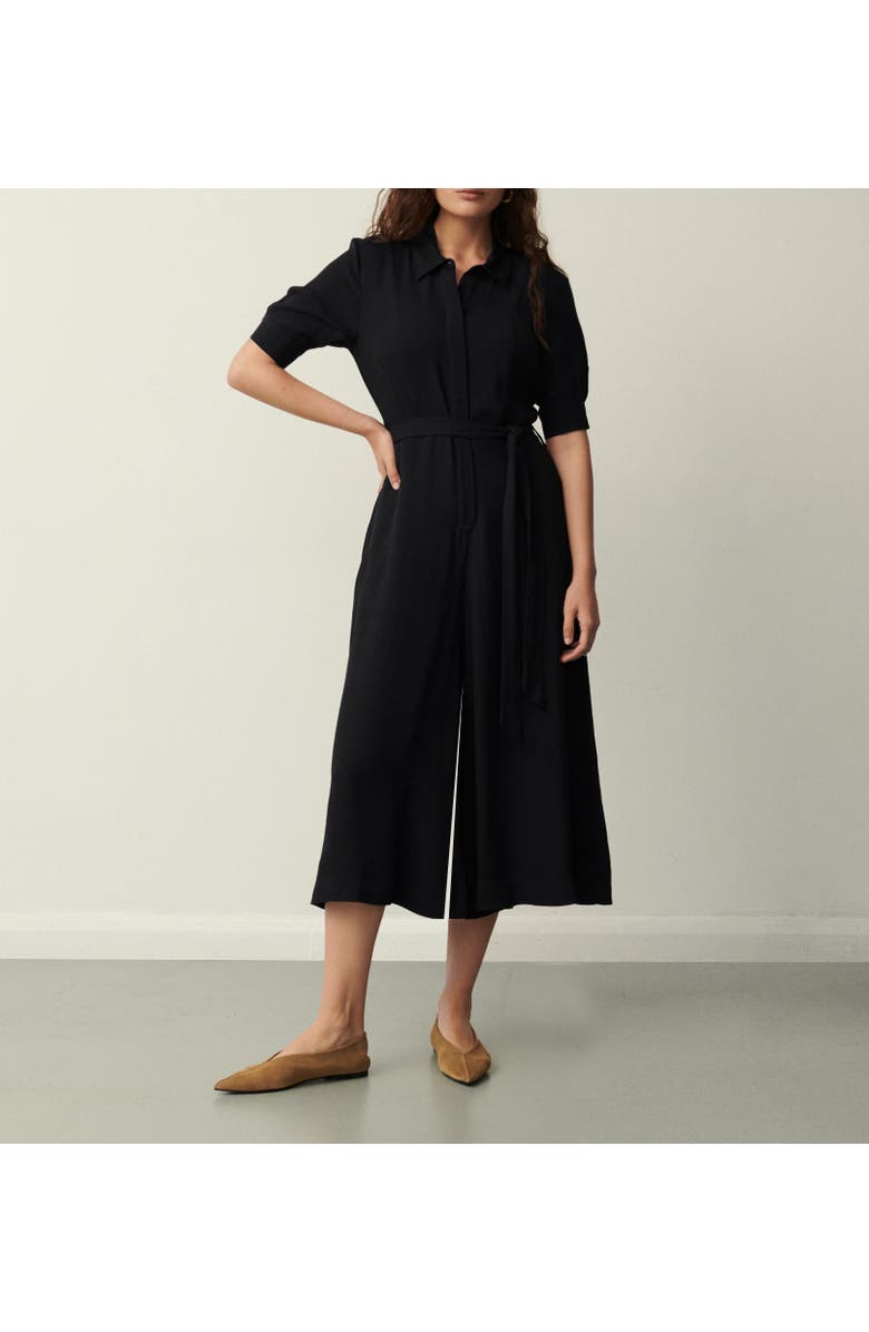 Finery London Floralie Wide Leg Cropped Jumpsuit, Alternate, color, Black