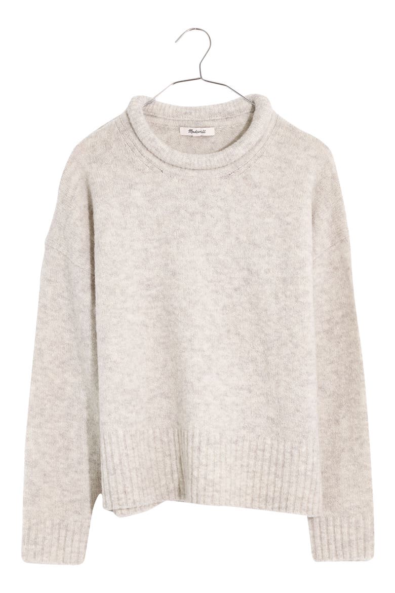 Fulton Puff Neck Trim Pullover, Alternate, color, HEATHER FOG