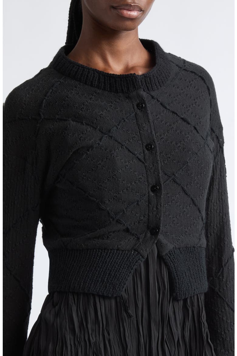 Argyle Pointelle Knit Cardigan, Alternate, color, COTTON POINTELLE