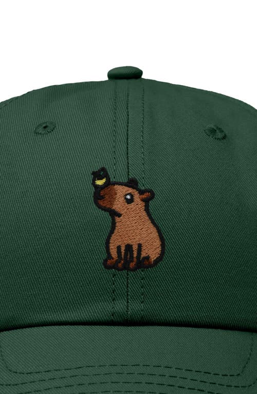Dalix Capybara Embroidered Everyday Hat In Dark Green