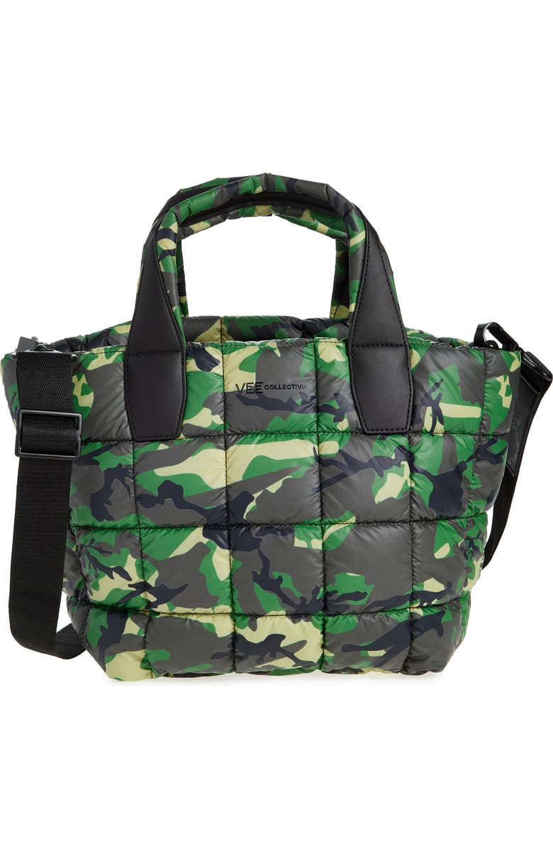 VeeCollective Small Porter Camo Water Repellent Quilted Tote, Main, color, Print
