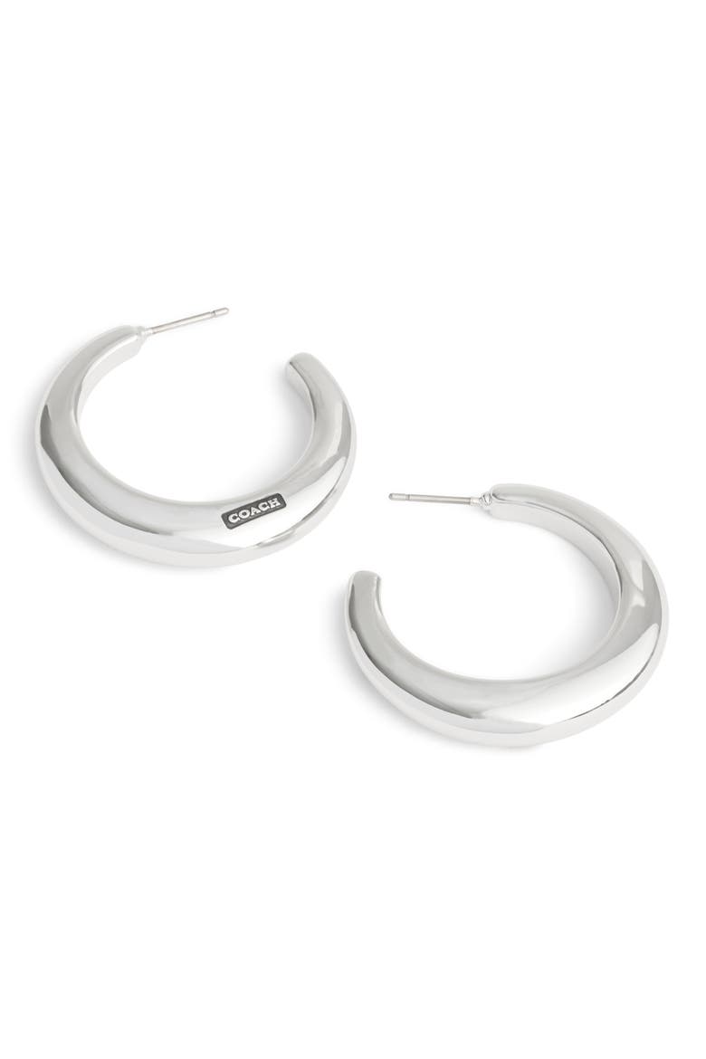 Hallmark Tubular Hoop Earrings, Alternate, color, RHODIUM