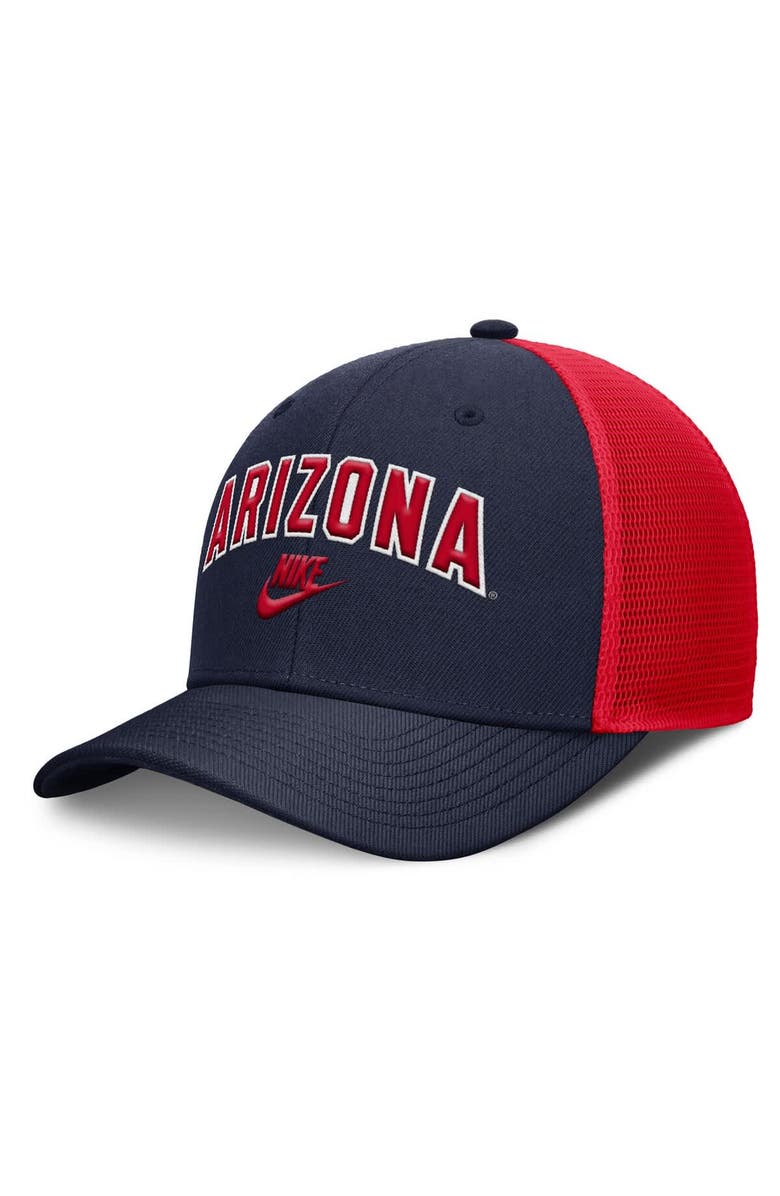 Nike Men's Nike Navy/Red Arizona Wildcats Legacy Arch Rise Performance Trucker Adjustable Hat, Main, color, Navy