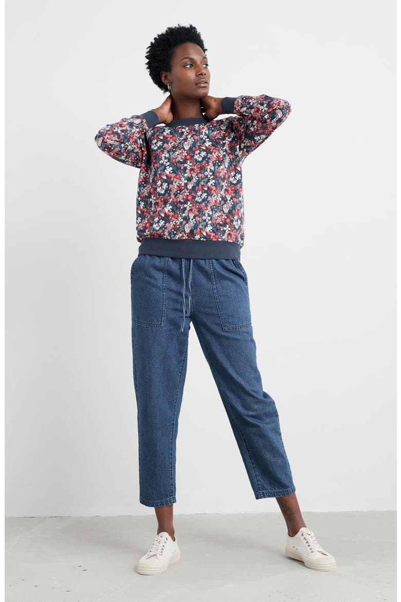 Bright Wave Floral Organic Cotton Sweatshirt, Alternate, color, MOORLAND FLORAL SQUASH