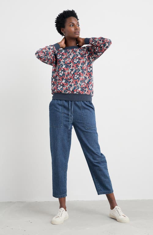 Seasalt Cornwall Bright Wave Floral Organic Cotton Sweatshirt In Blue