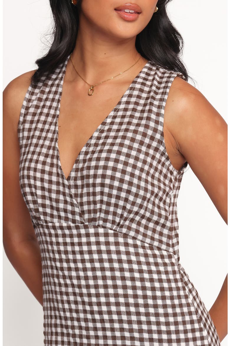 Queenie Check Sleeveless Midi Dress, Alternate, color, BROWN GINGHAM