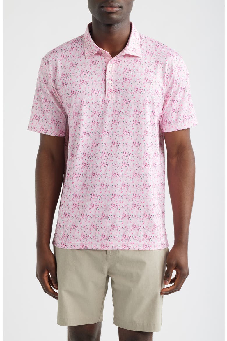Sunday Floral Performance Golf Polo, Main, color, PINK