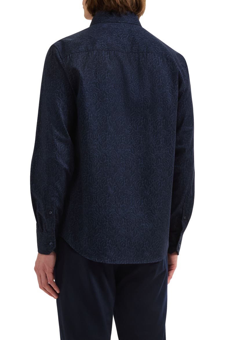 Julian Jacquard Long Sleeve Cotton Button-Up Shirt, Alternate, color, NAVY
