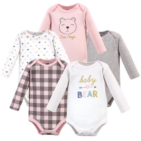 Everyday Long-Sleeve Cotton Bodysuits Bundle of 5