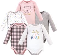 Hudson Baby Everyday Long-Sleeve Cotton Bodysuits Bundle of 5