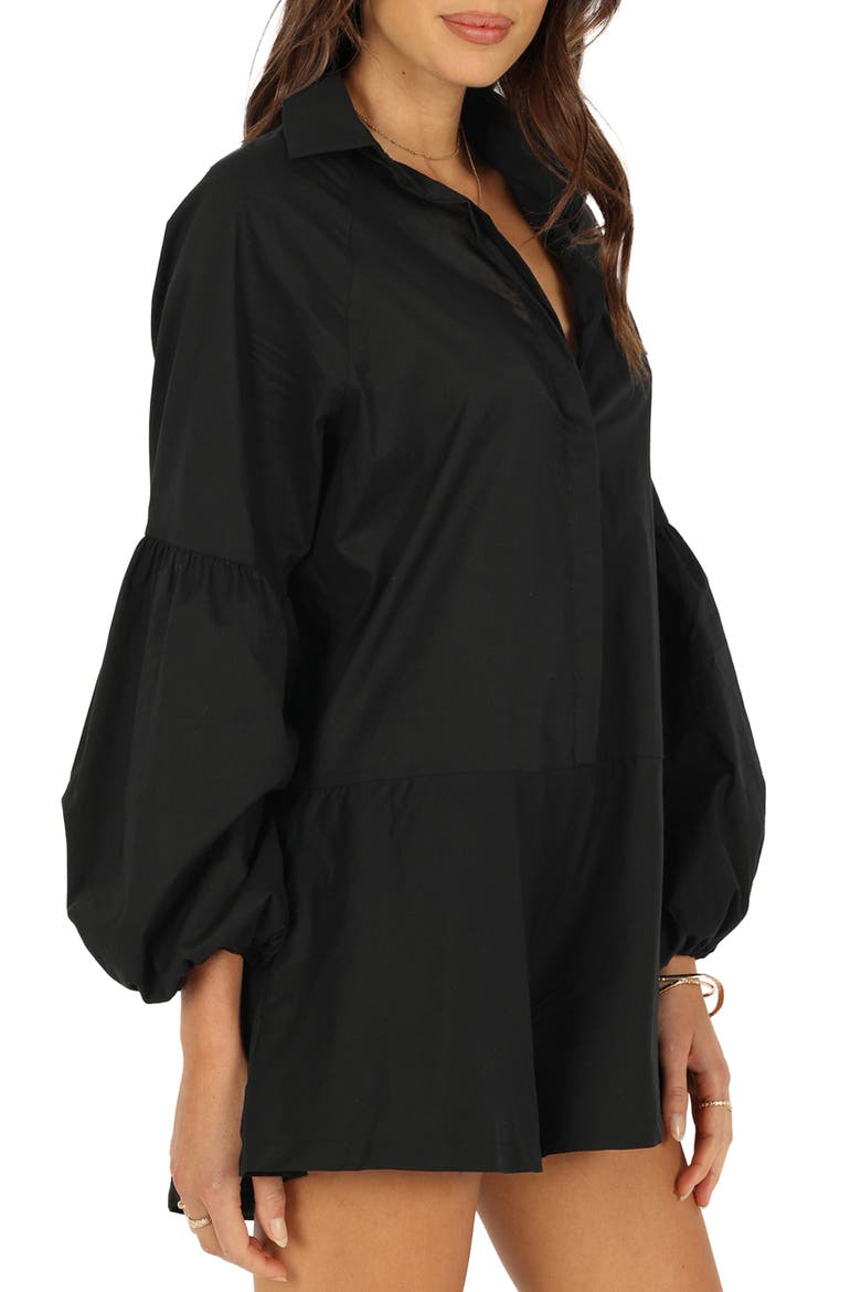 Elsa Long Sleeve Romper, Alternate, color, BLACK