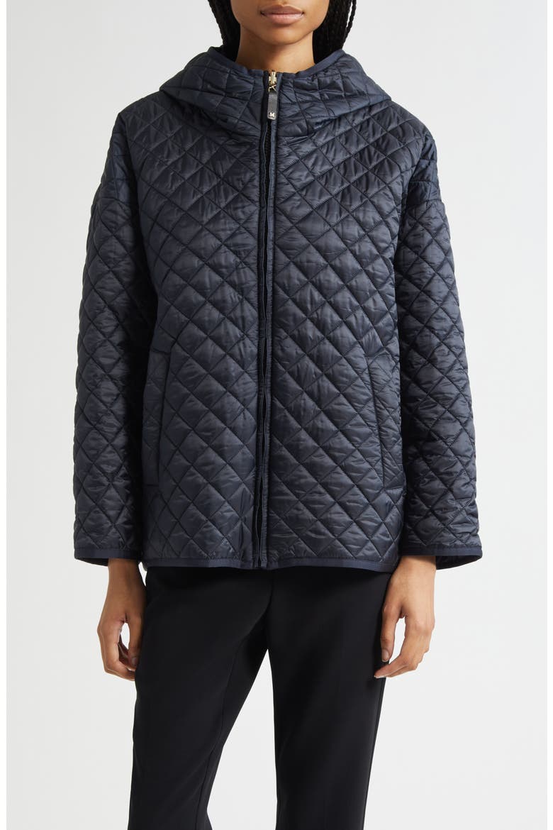 Leo Diamond Quilted Cameluxe Hooded Jacket, Main, color, MIDNIGHT BLUE