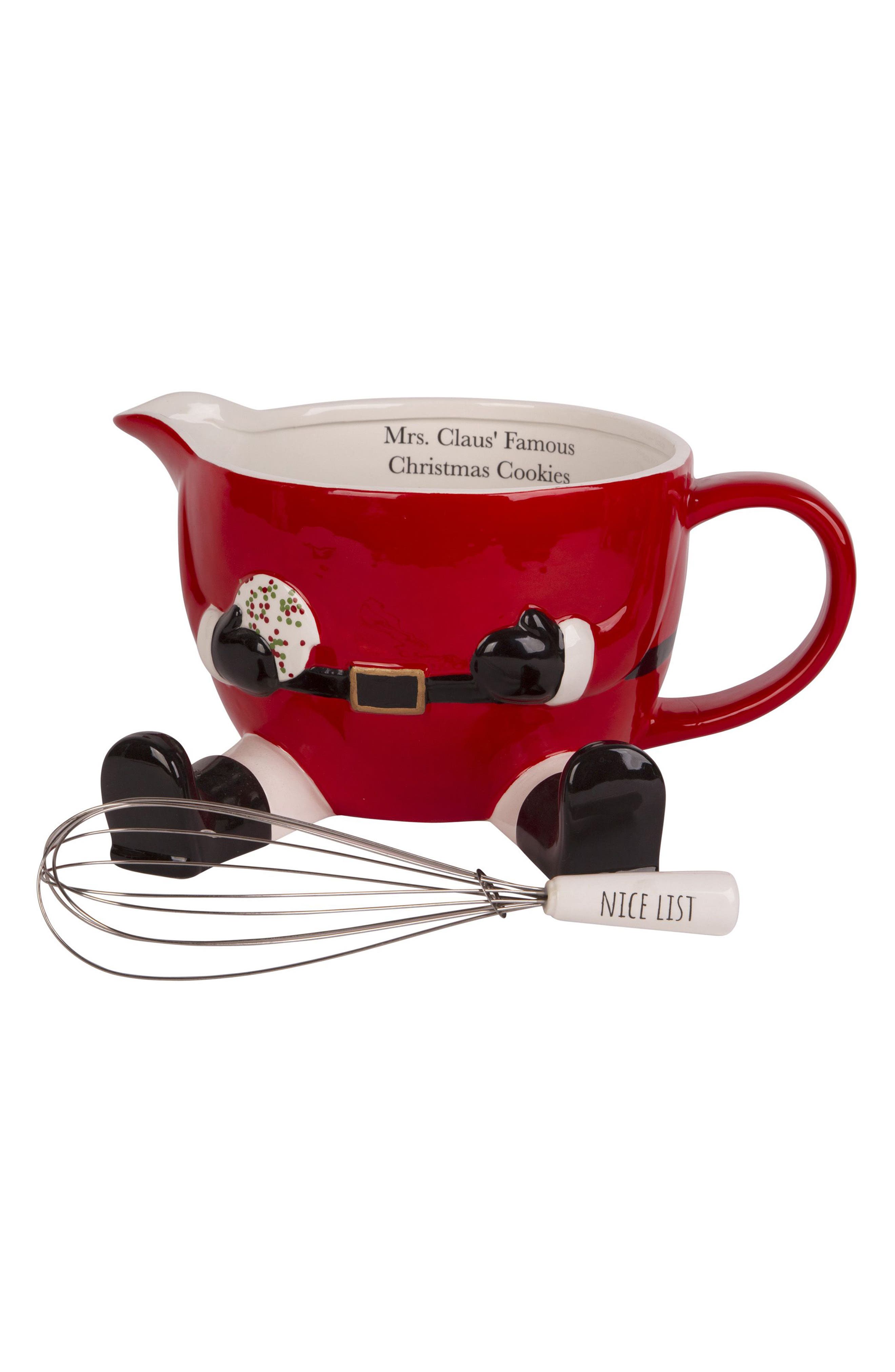 HOME ESSENTIALS AND BEYOND Mrs. Claus' Famous Christmas Cookies Batter Bowl & Whisk Set