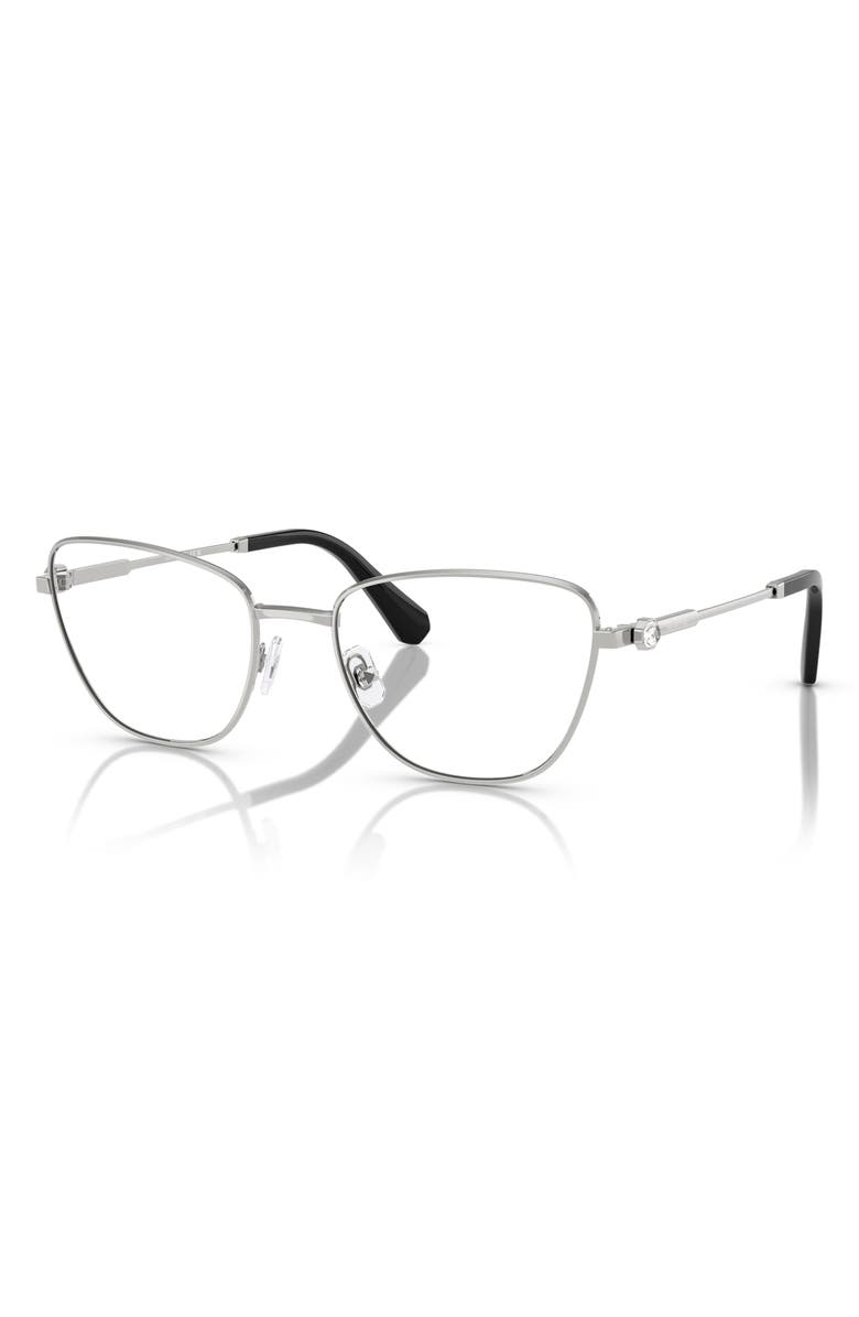 Swarovski 53mm Cat Eye Optical Glasses, Alternate, color, Silver