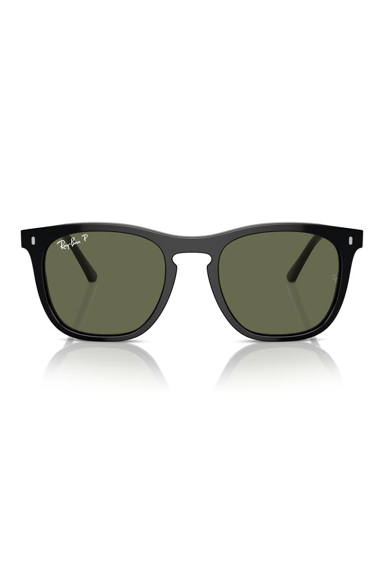 53mm Polarized Square Sunglasses, Main, color, BLACK