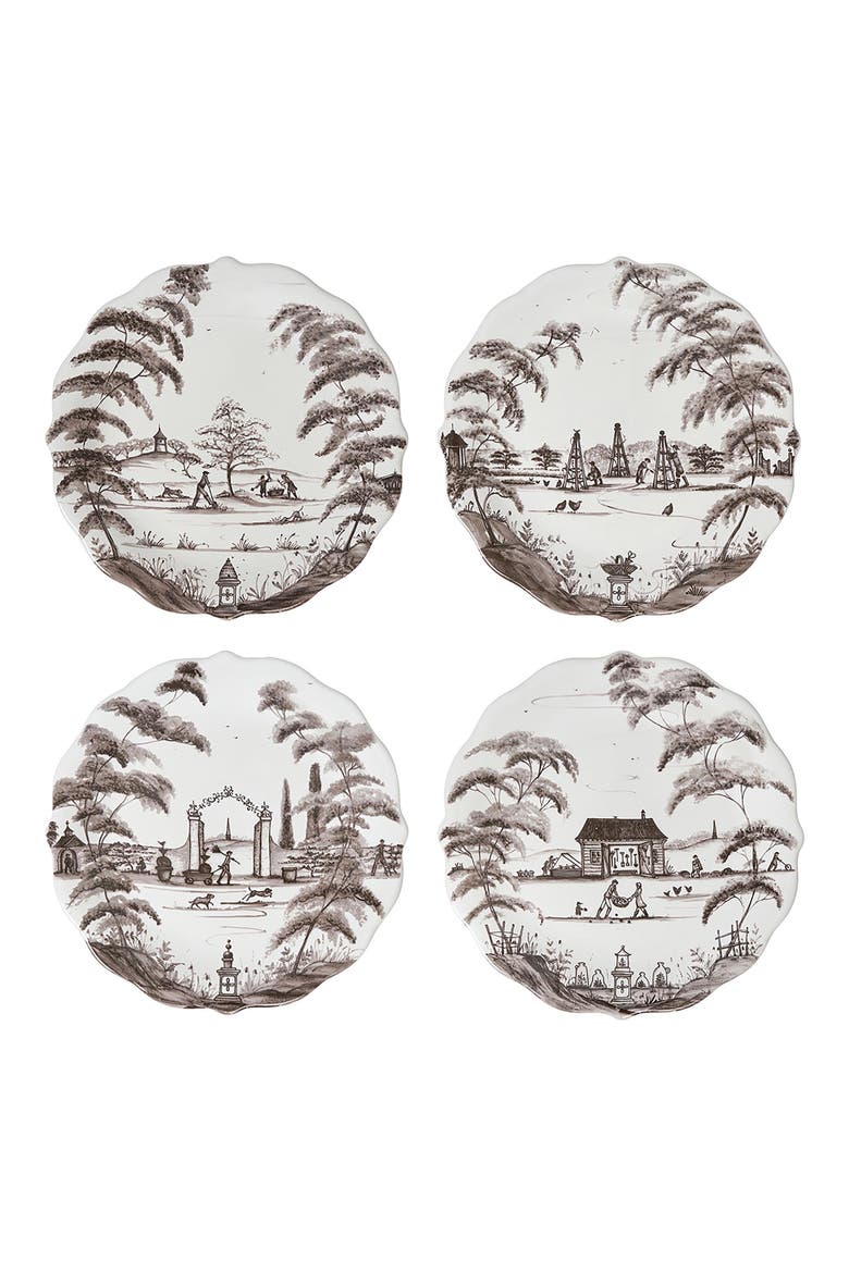 Country Estate Set of 4 Party Plates, Main, color, FLINT GREY