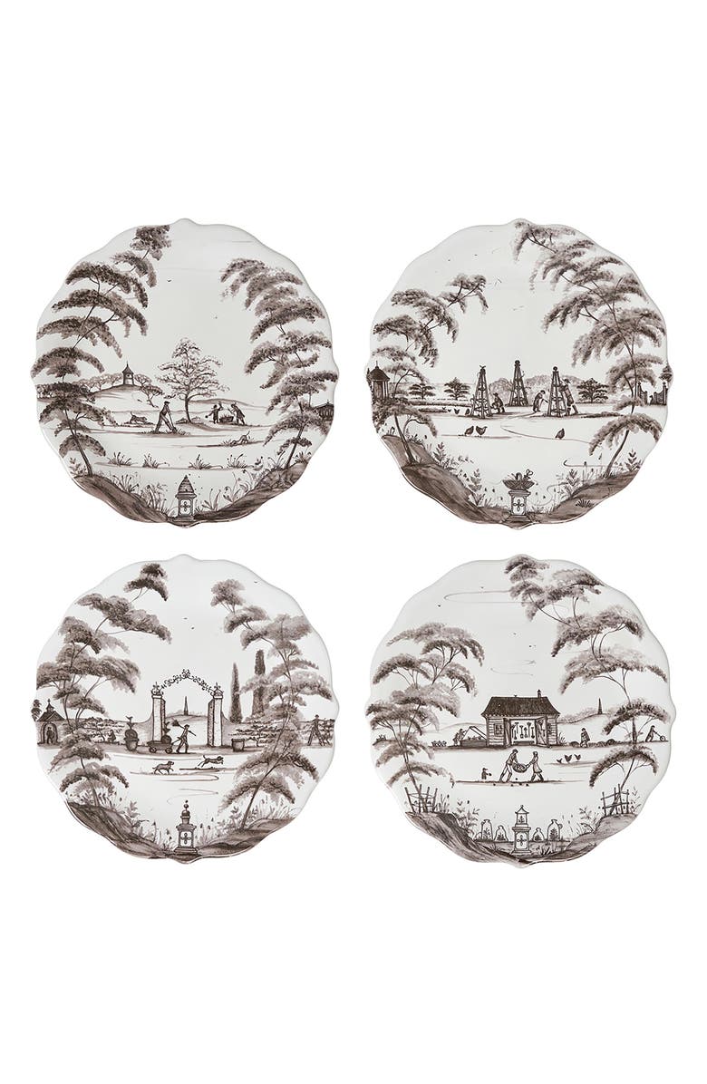 Juliska Country Estate Set of 4 Party Plates, Main, color, Flint Grey