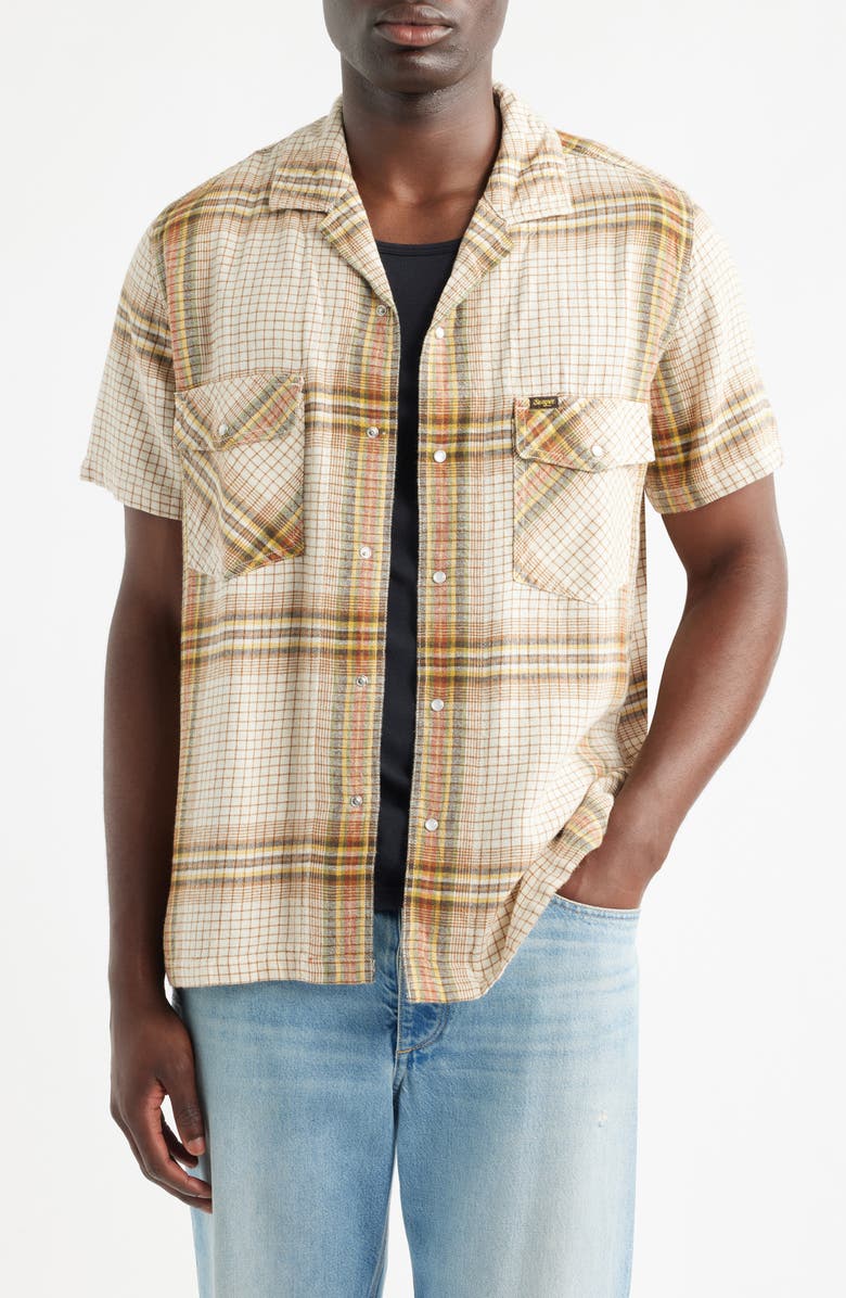 Seager Co <p>Whippersnapper Short Sleeve Snap-Up Shirt</p>, Main, color, White Wash Grid Plaid