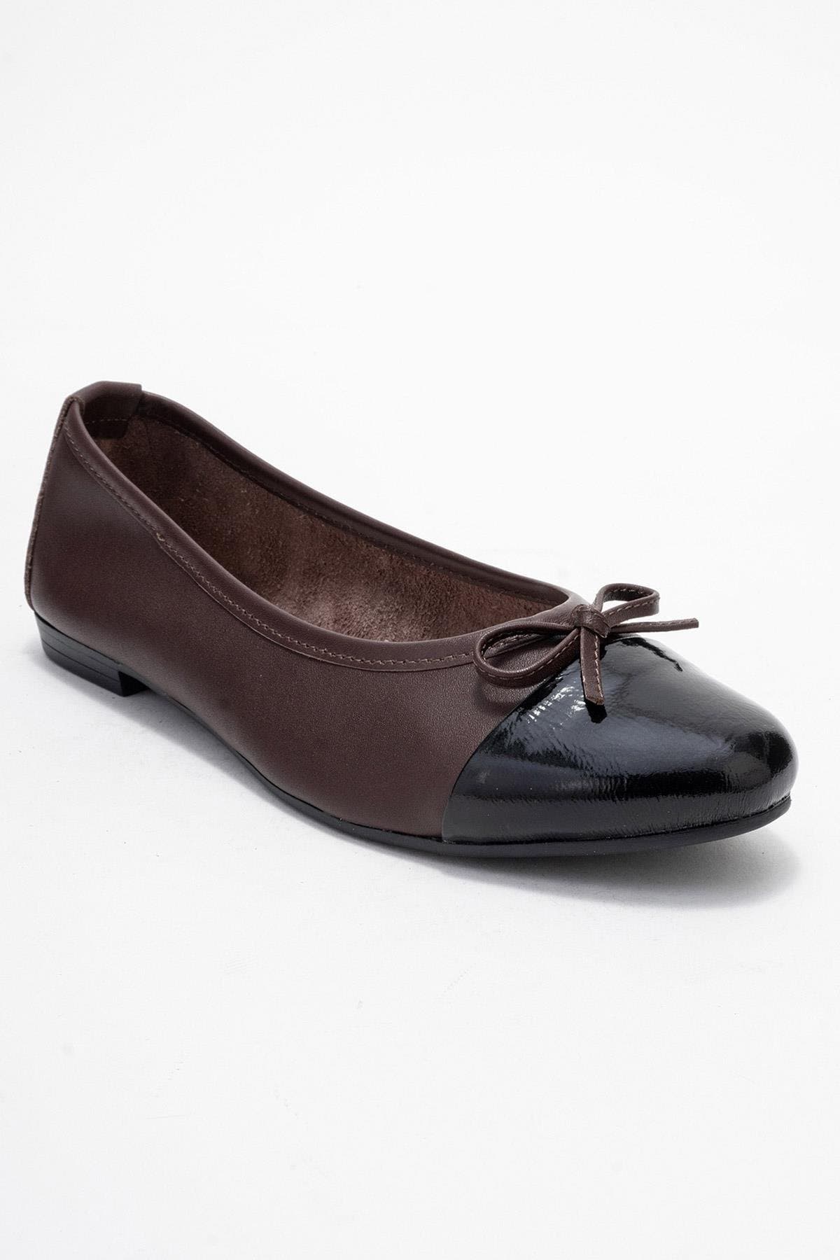 Rayne Cap Toe Leather Ballet Flat, Alternate, color, Brown Black Leather
