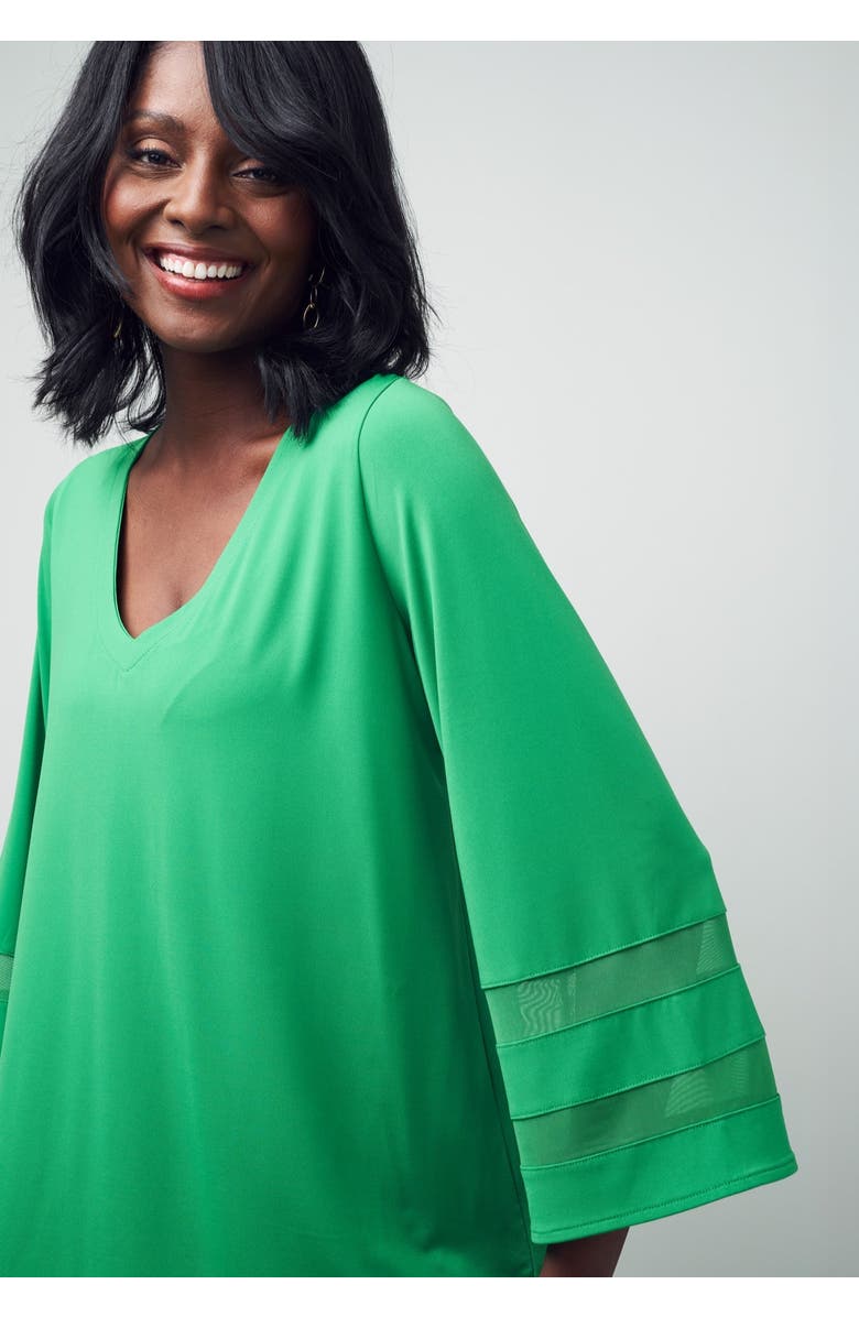 Jessica London Stretch Knit Mesh Inset Sleeve Tunic, Alternate, color, Black