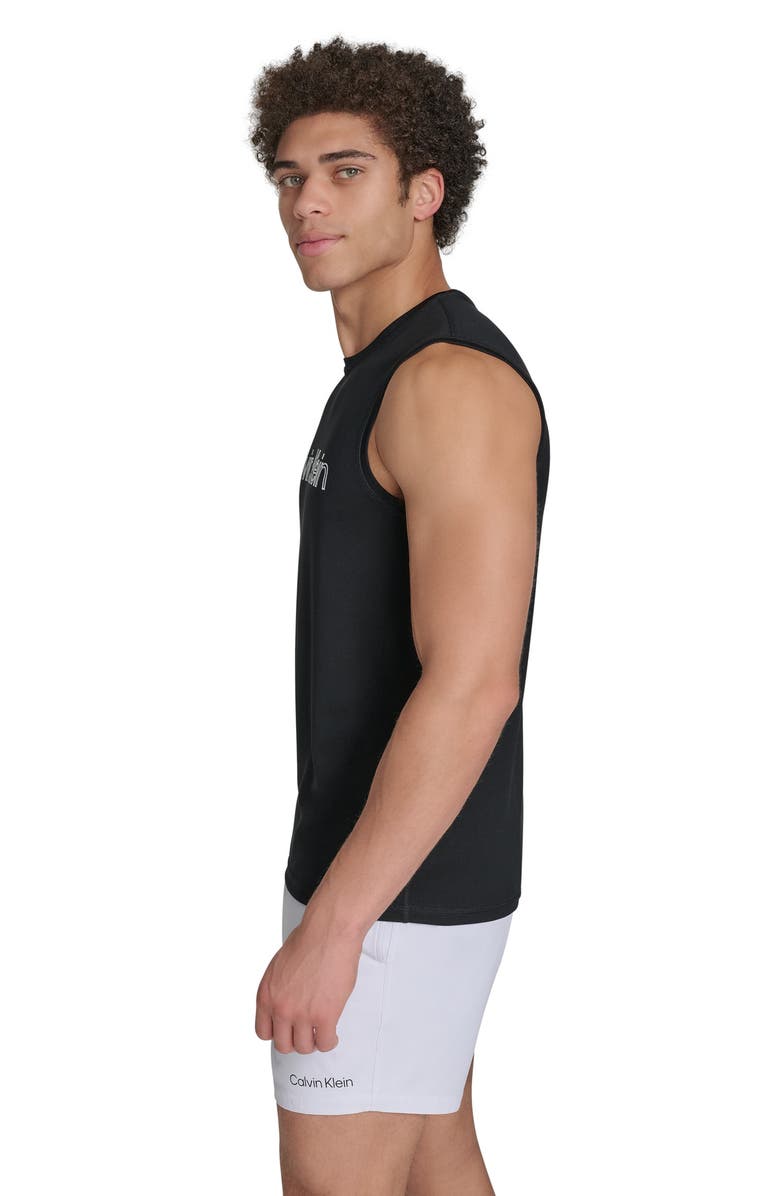 Calvin Klein Logo Sleeveless UPF 40+ Rashguard, Alternate, color, Black