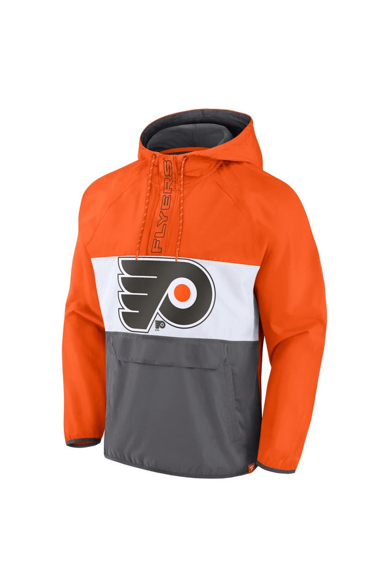 Men's Fanatics Branded Orange Philadelphia Flyers Flagrant Foul Anorak Raglan Half-Zip Hoodie Jacket, Alternate, color, Orange