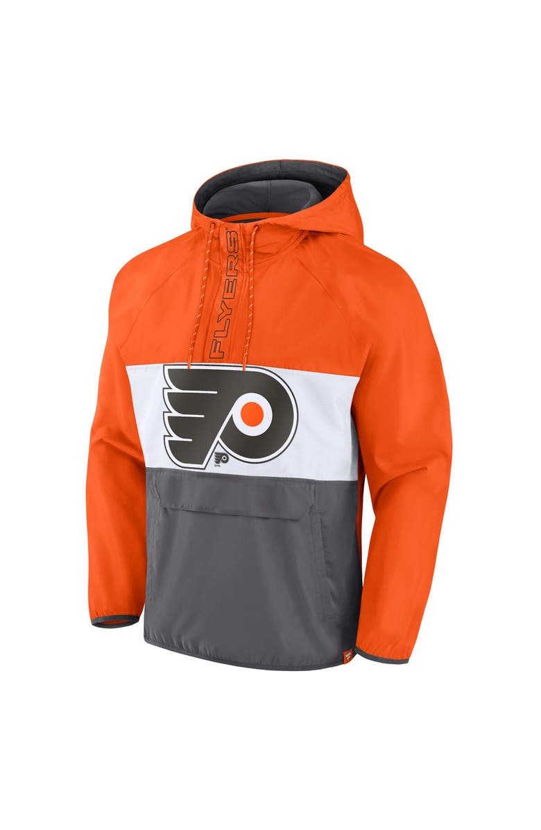 FANATICS Men's Fanatics Branded Orange Philadelphia Flyers Flagrant Foul Anorak Raglan Half-Zip Hoodie Jacket, Alternate, color, 