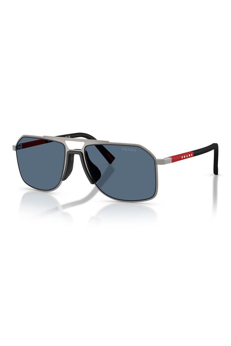 56mm Pilot Sunglasses, Alternate, color, GUNMETAL / DARK BLUE