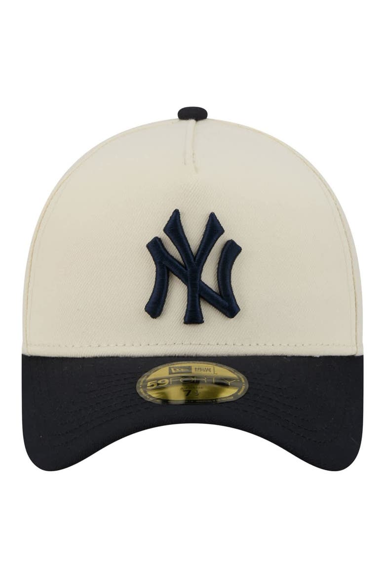 Men's New Era  Cream New York Yankees Chrome A-Frame 59FORTY Fitted Hat, Alternate, color, Cream
