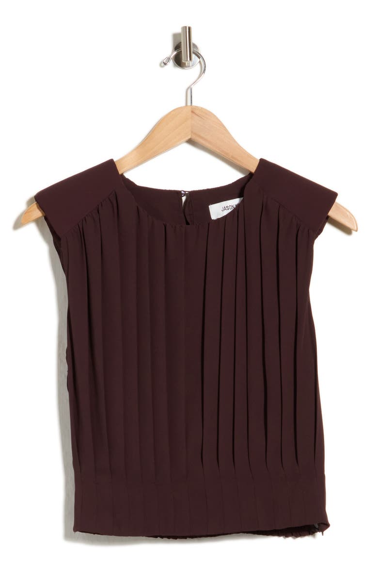Gathered Sleeveless Crop Top, Main, color, CHOCOLATE