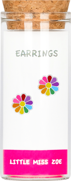 Little Miss Zoe Kids' Sterling Silver Colorful Flower Stud Earrings in Gift Bottle
