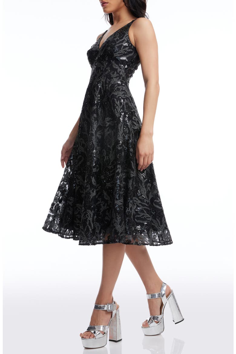 Elisa Sequin Fit & Flare Cocktail Dress, Alternate, color, BLACK MULTI