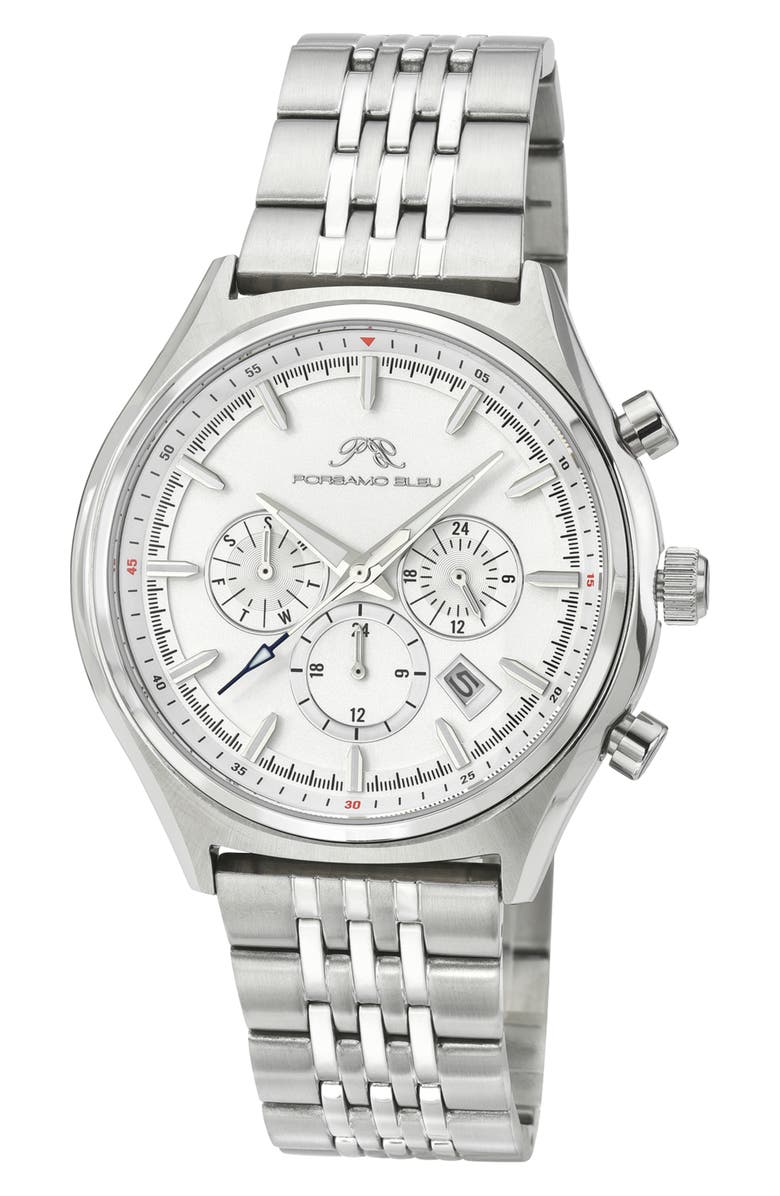 PORSAMO BLEU Charlie Multifunction Bracelet Strap Watch, 45mm, Main, color, Silver