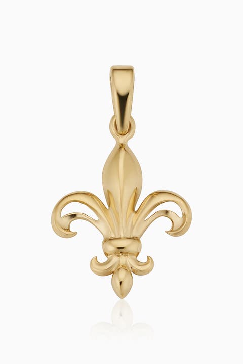 14K Yellow Gold Fleur De Lis Pendant Charm