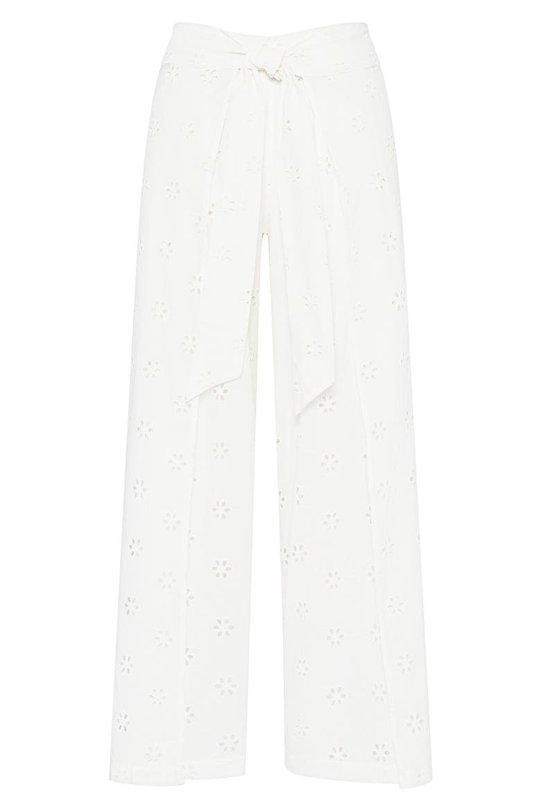 Eyelet Wrap Cover-Up Pants, Alternate, color, WHITE