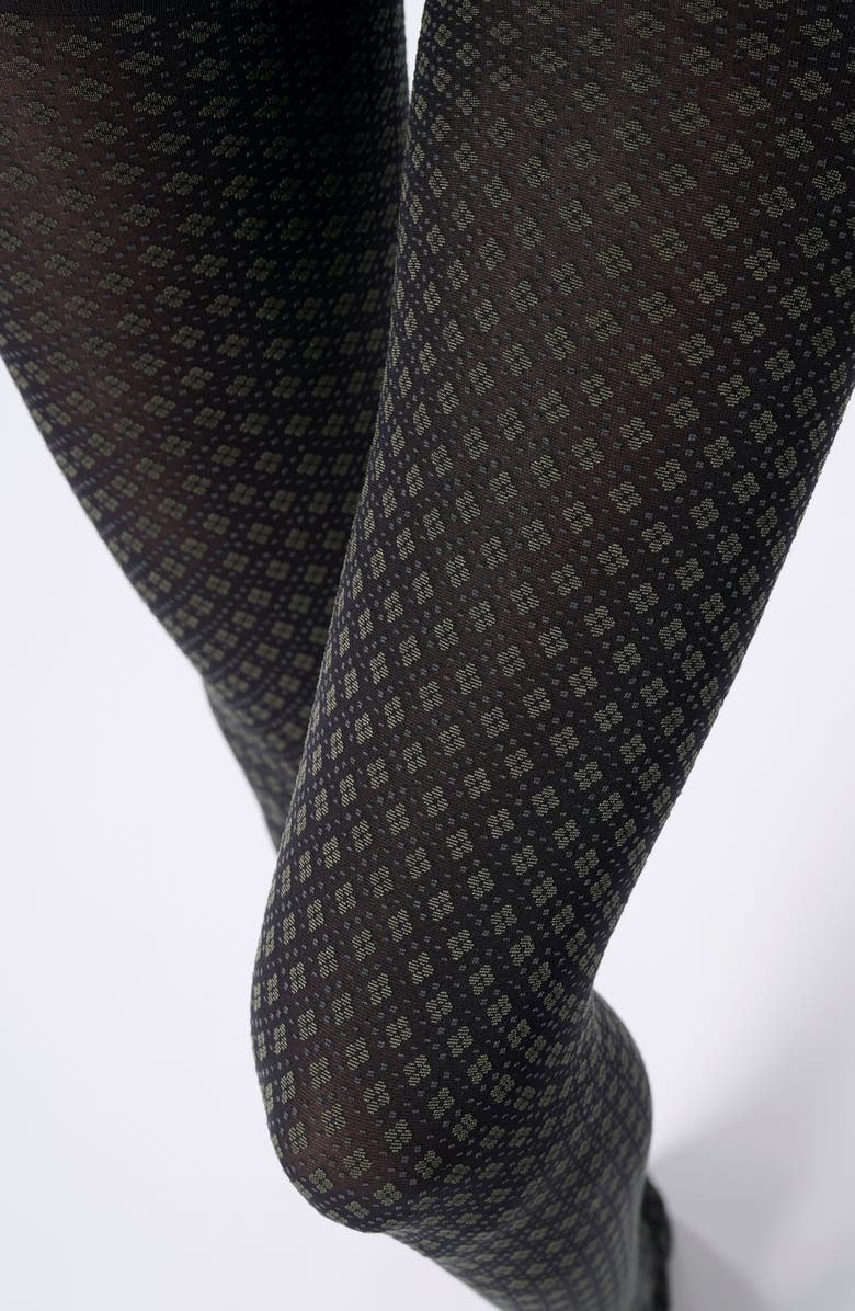 Oroblu Tie Pattern Tights, Alternate, color, Black/ Military